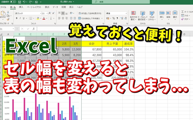 Excel　エクセル　セル幅　グラフ