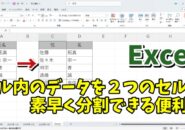 Excelでセル内のデータを２つのセルに分割できる便利技