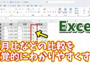 Excelで前月比などの数値の比較をもっと視覚的にわかりやすく表現できる便利ワザ