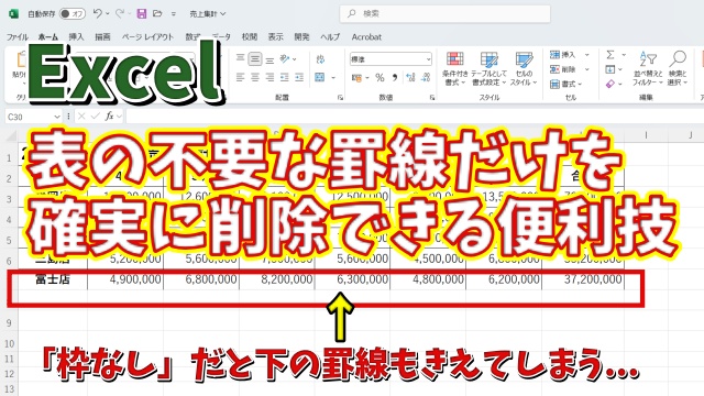 Excelで表の不要な罫線だけを素早く確実に削除できる便利技