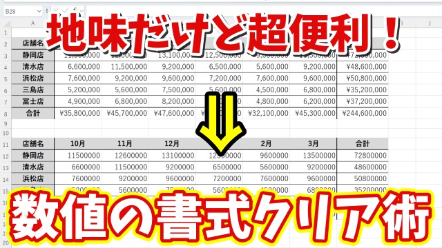 Excelで数値の書式を一発解除!地味だけど超使える時短テクニック
