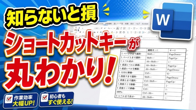 Wordでショートカットキー一覧を表示する！初心者でもすぐ使える裏ワザ