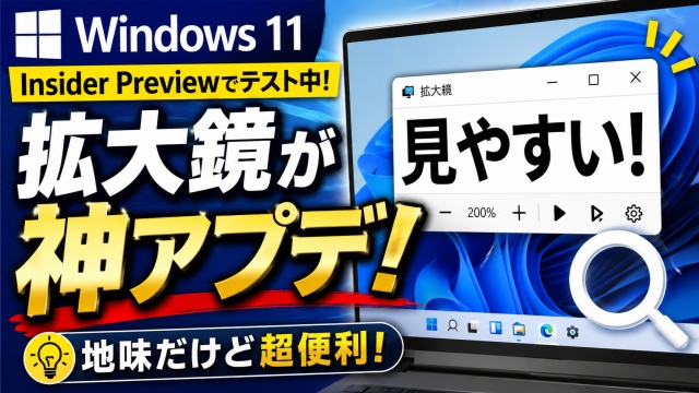 【Windows11 insider Previewでテスト実装中】拡大鏡が神アプデ！地味だけど超便利