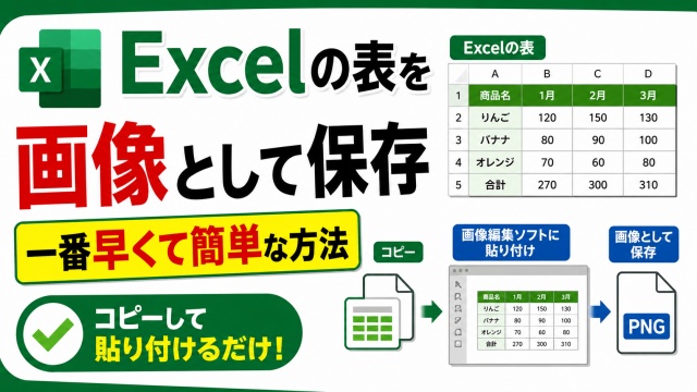 Excelの表を画像として保存する一番早くて簡単な方法