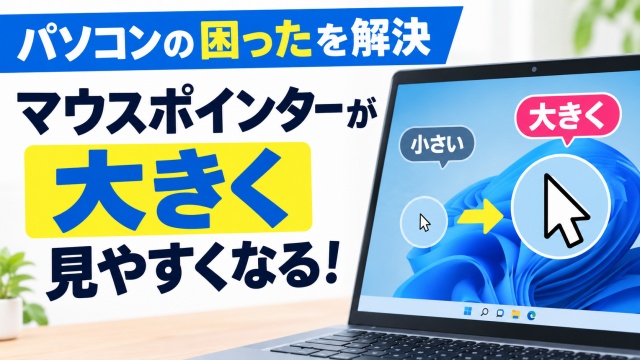 【パソコンの困ったを解決】マウスポインターが小さくて見づらい…大きくする方法