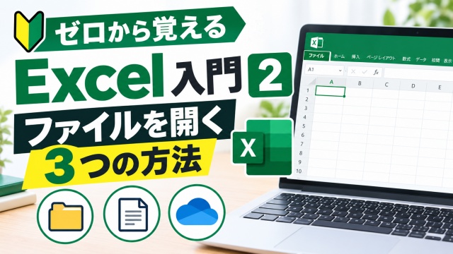 ゼロから覚えるExcel入門【２】初心者が覚えておきたい基本操作 ファイルを開く３つの方法